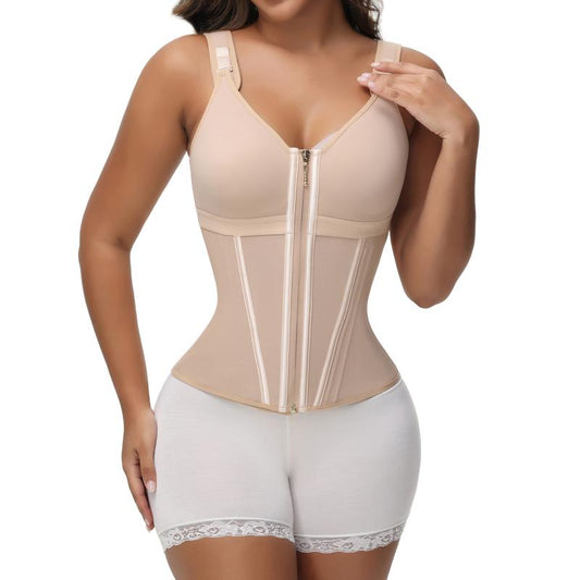 Waist Trainer Vest - Steel Boned Corset Shapewear for Women with Adjustable Compression
