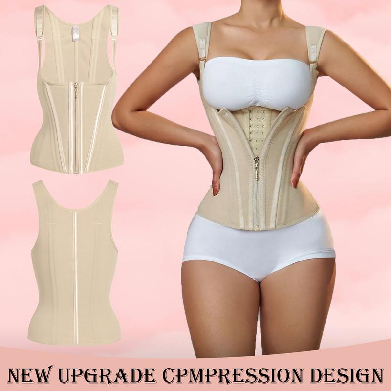 Waist Trainer Vest - Steel Boned Corset Shapewear for Women with Adjustable Compression