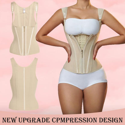 Waist Trainer Vest - Steel Boned Corset Shapewear for Women with Adjustable Compression