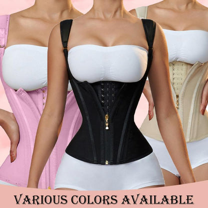 Waist Trainer Vest - Steel Boned Corset Shapewear for Women with Adjustable Compression