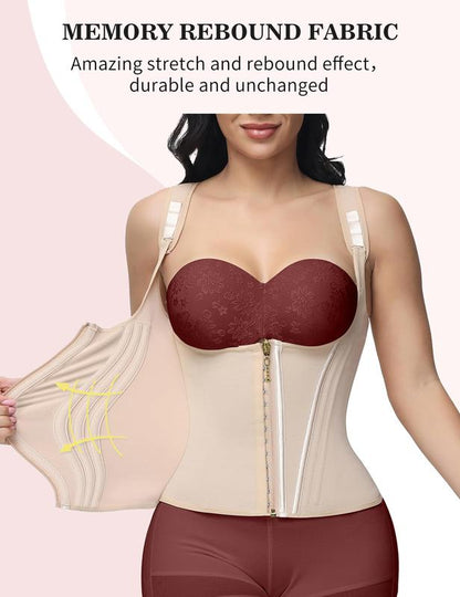 Waist Trainer Vest - Steel Boned Corset Shapewear for Women with Adjustable Compression